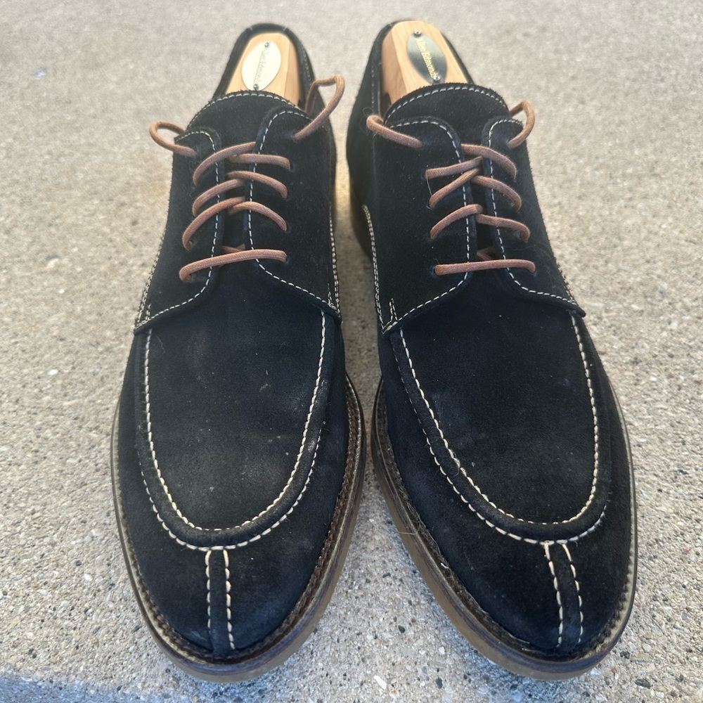 Donald J. Pliner Black Suede Oxfords with Tan Laces
